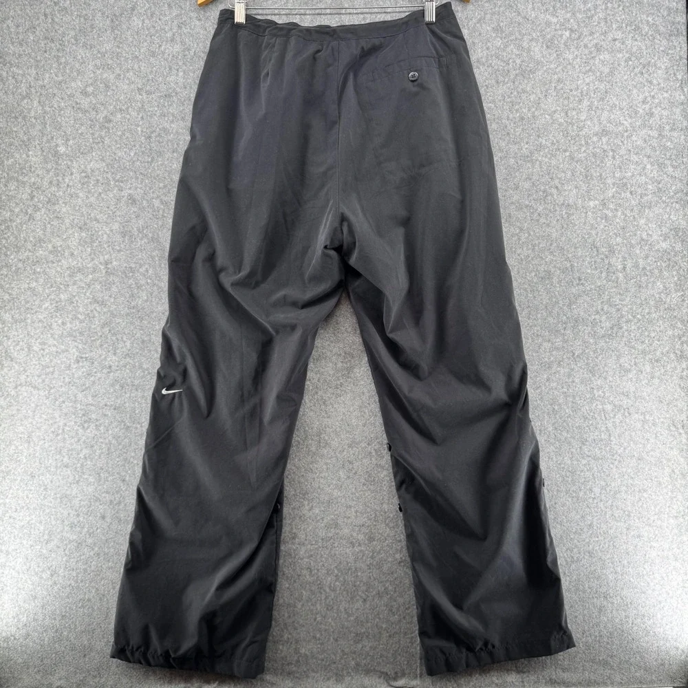 Y2K Nike Rain Pants Mens L Black Mesh Lined Button Hem Baggy  Outdoor